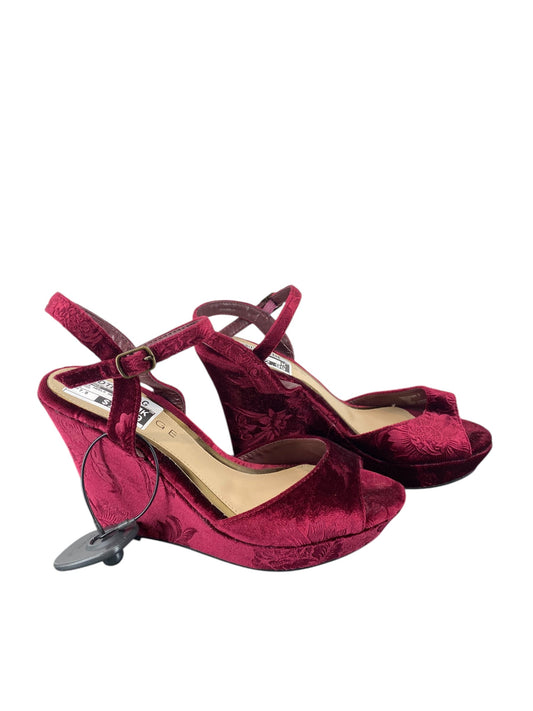 Shoes Heels Wedge By Rampage In Maroon, Size: 7.5