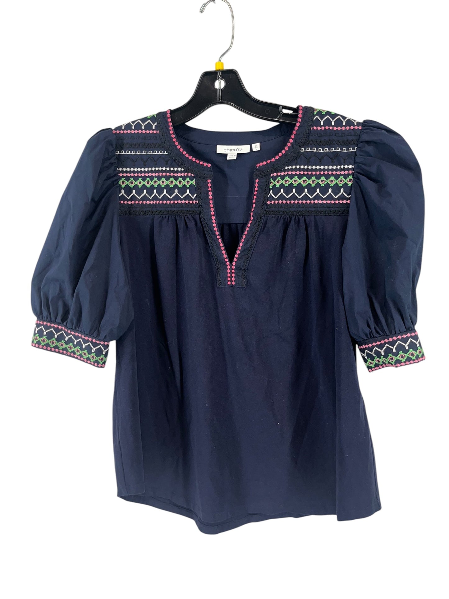 Top Short Sleeve By Chicos In Navy, Size: 2