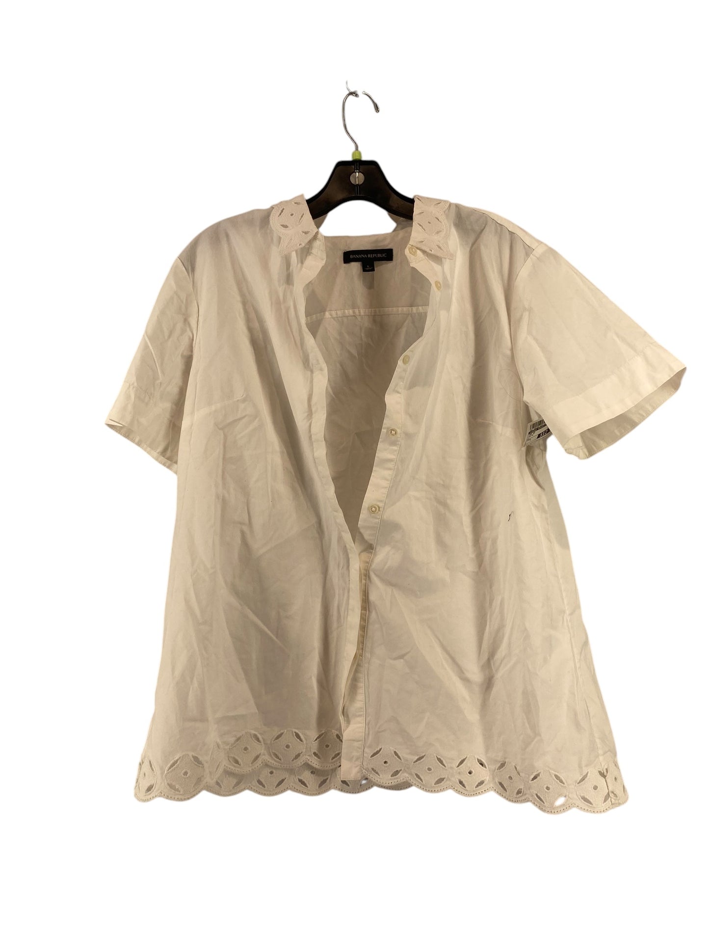 Top Short Sleeve By Banana Republic In White, Size: L