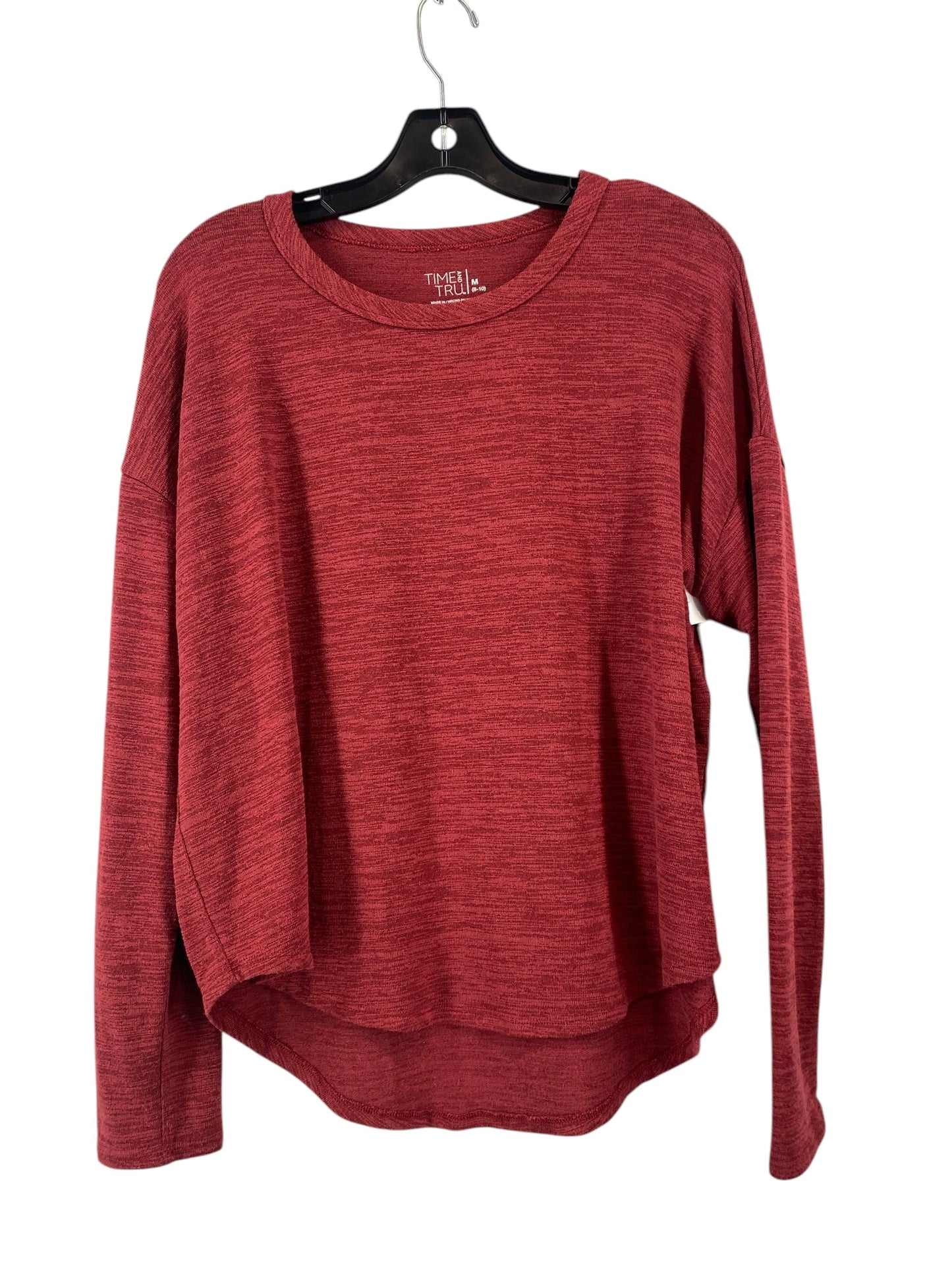 Top Long Sleeve By Time And Tru In Red, Size: M