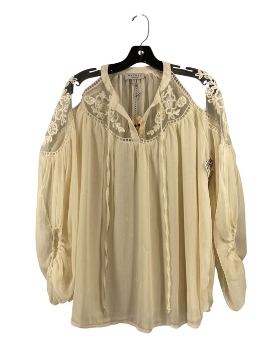 Blouse Long Sleeve By Hayden La In Cream, Size: S