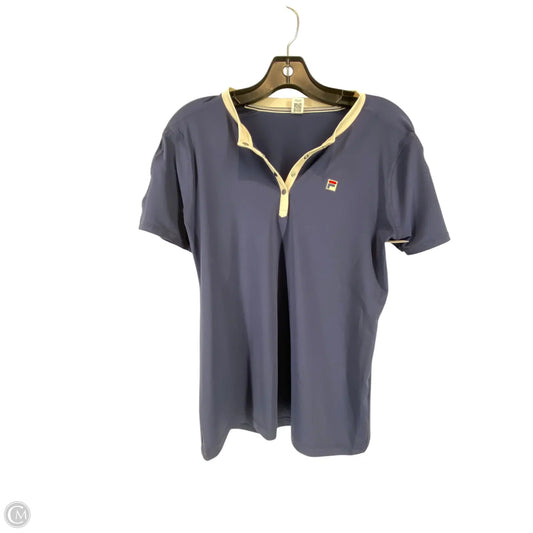 Athletic Top Short Sleeve By Fila In Navy, Size: S