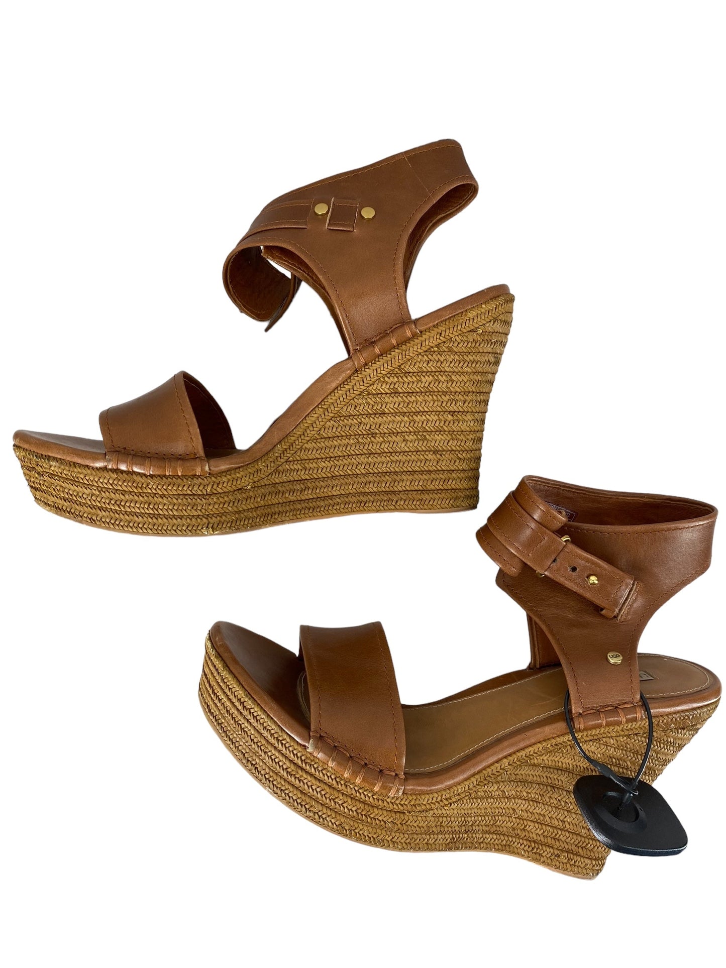 Brown Sandals Heels Platform Ugg, Size 10