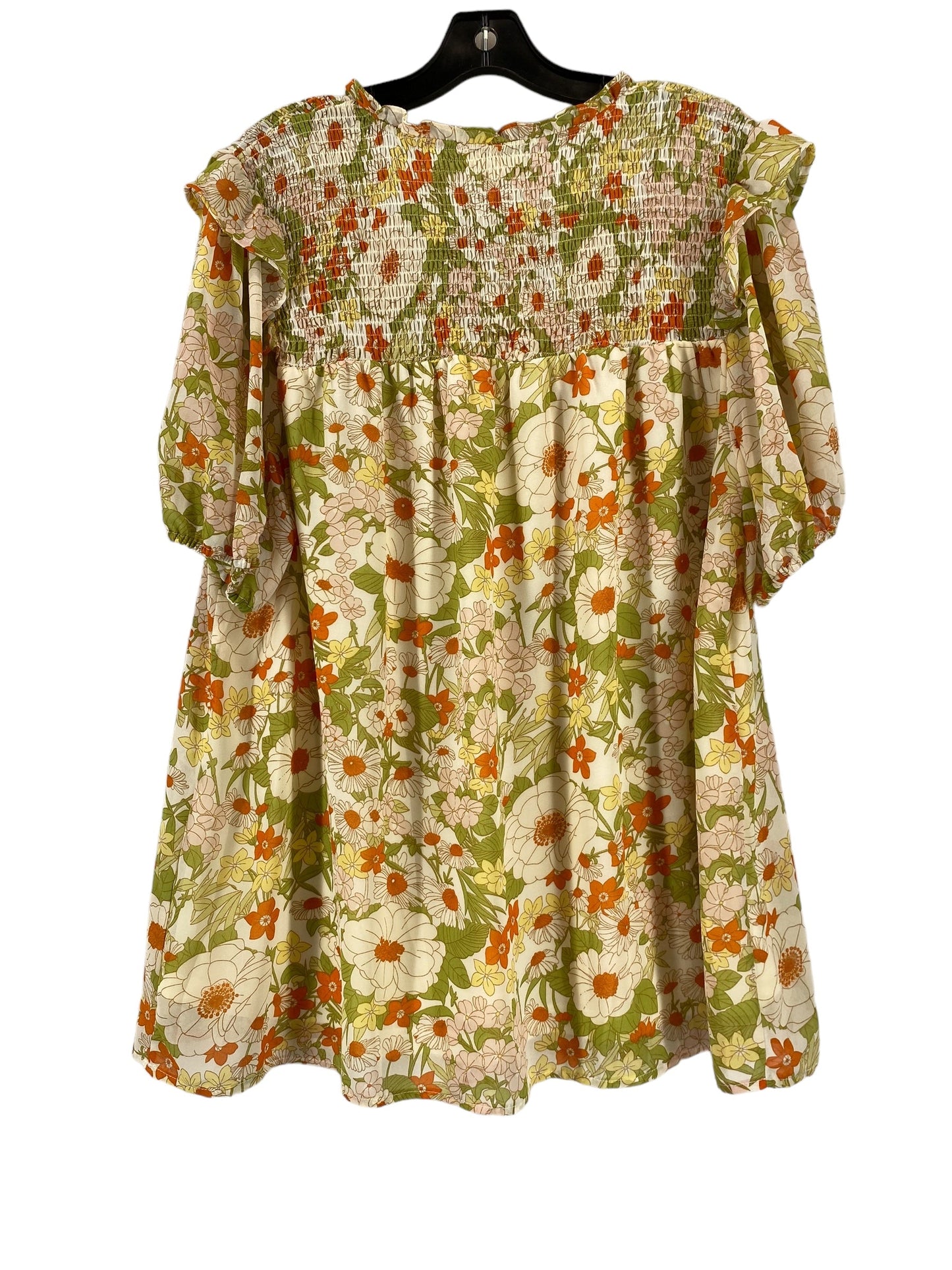 Floral Print Dress Casual Short Entro, Size 1x