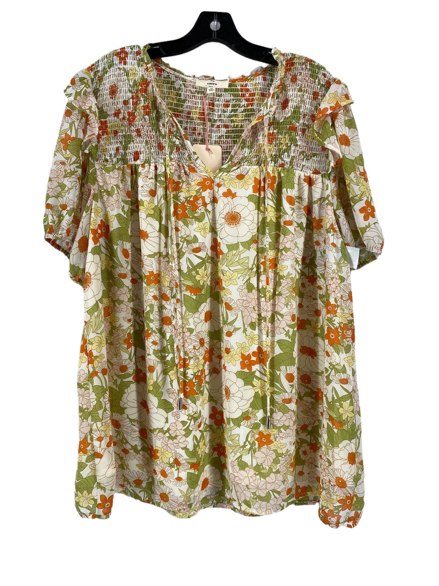 Floral Print Dress Casual Short Entro, Size 1x