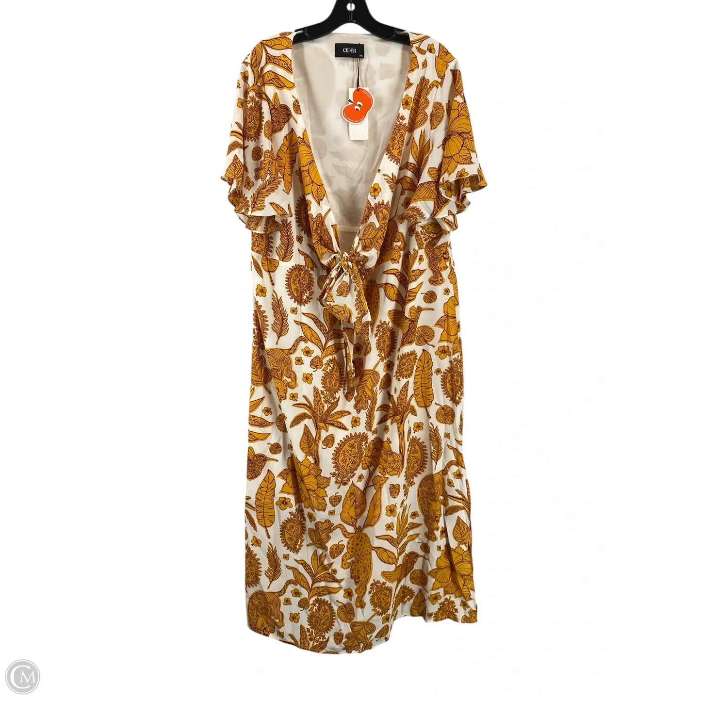 Dress Casual Maxi By Cme In White & Yellow, Size: 3x