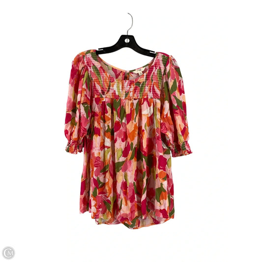 Top Short Sleeve By Terra & Sky In Floral Print, Size: Xl