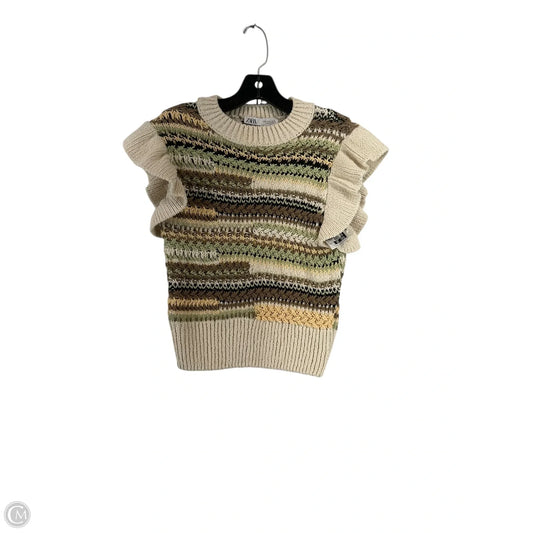 Top Sleeveless By Zara In Tan, Size: M