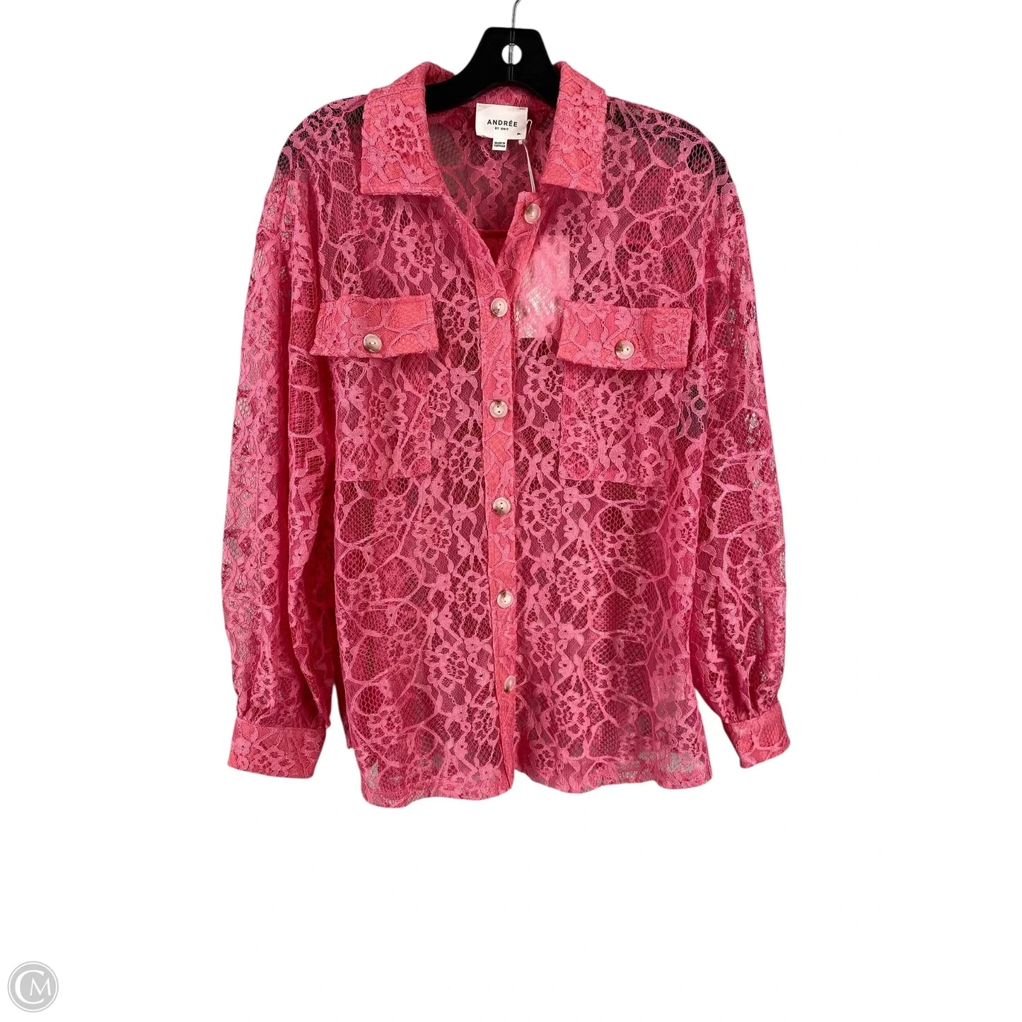 Top Long Sleeve By Andree By Unit In Pink, Size: M