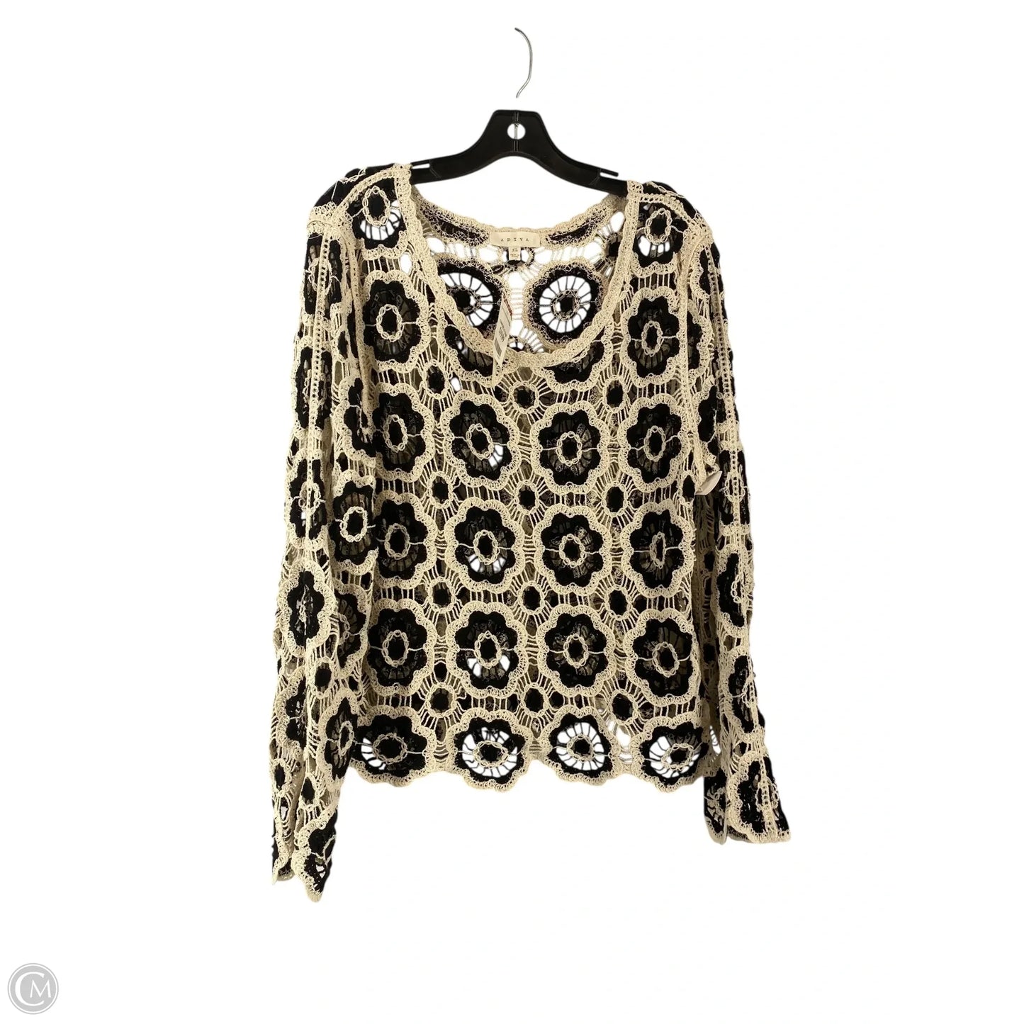Top Long Sleeve By Adiva In Black & Cream, Size: Xl