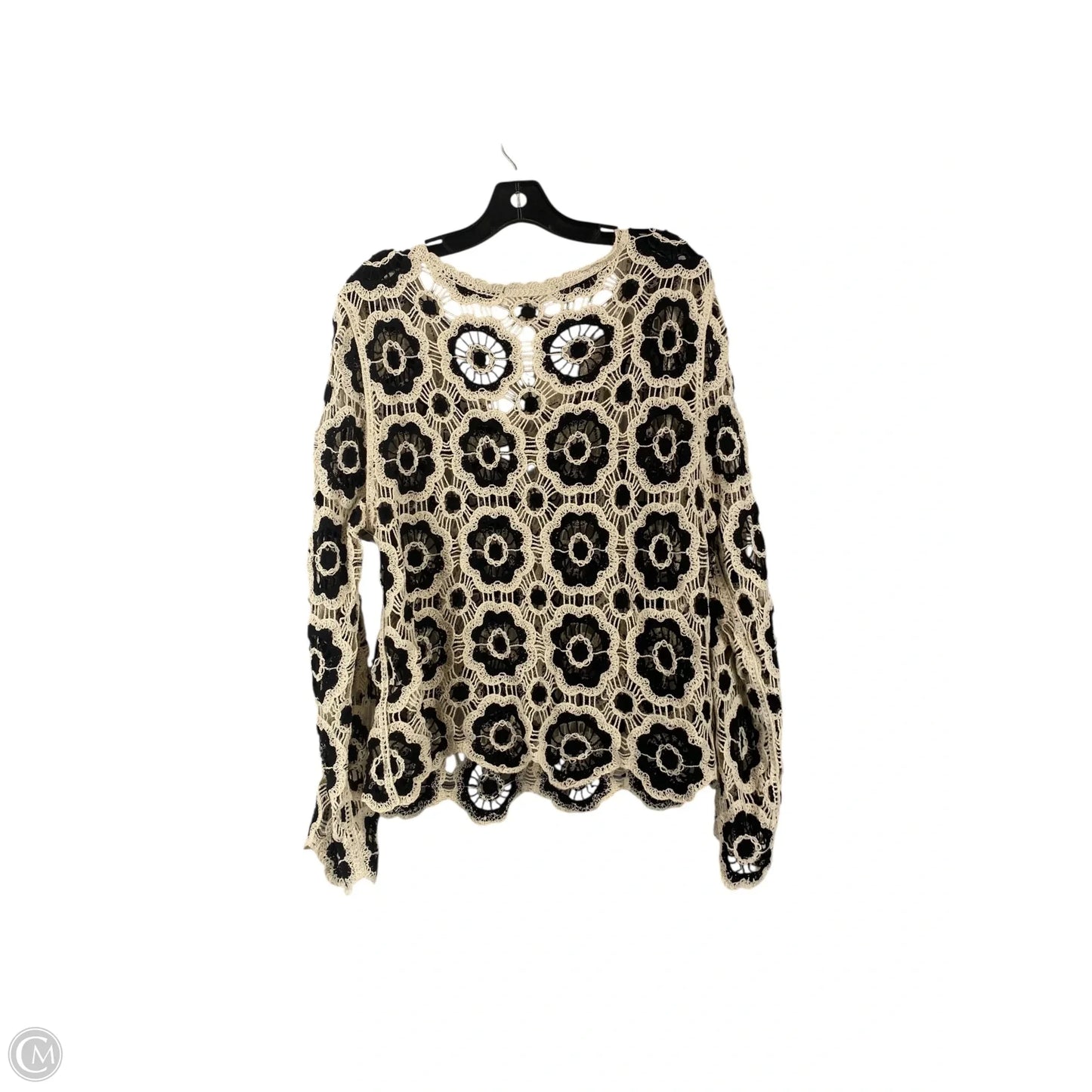 Top Long Sleeve By Adiva In Black & Cream, Size: Xl