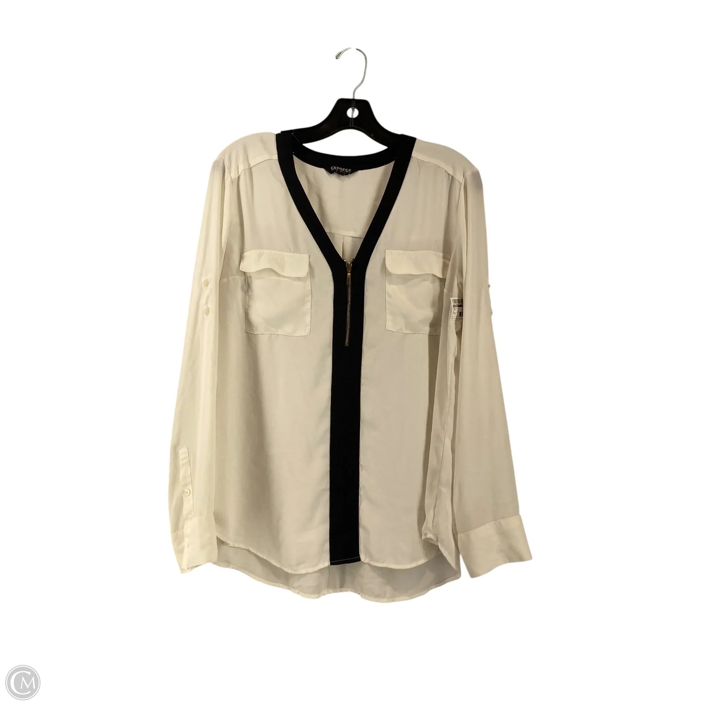 Top Long Sleeve By Express In White, Size: L