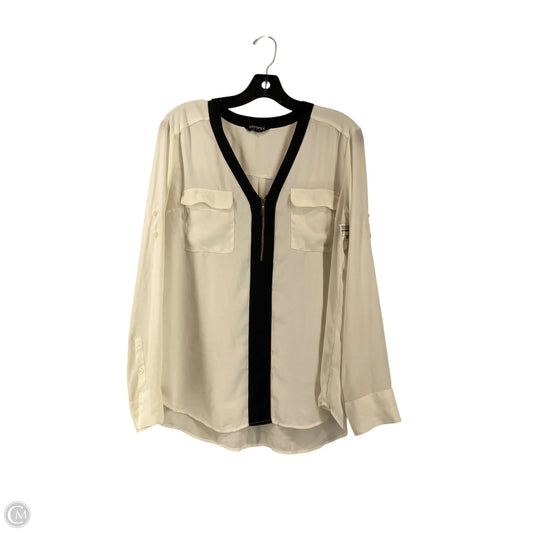 Top Long Sleeve By Express In White, Size: L