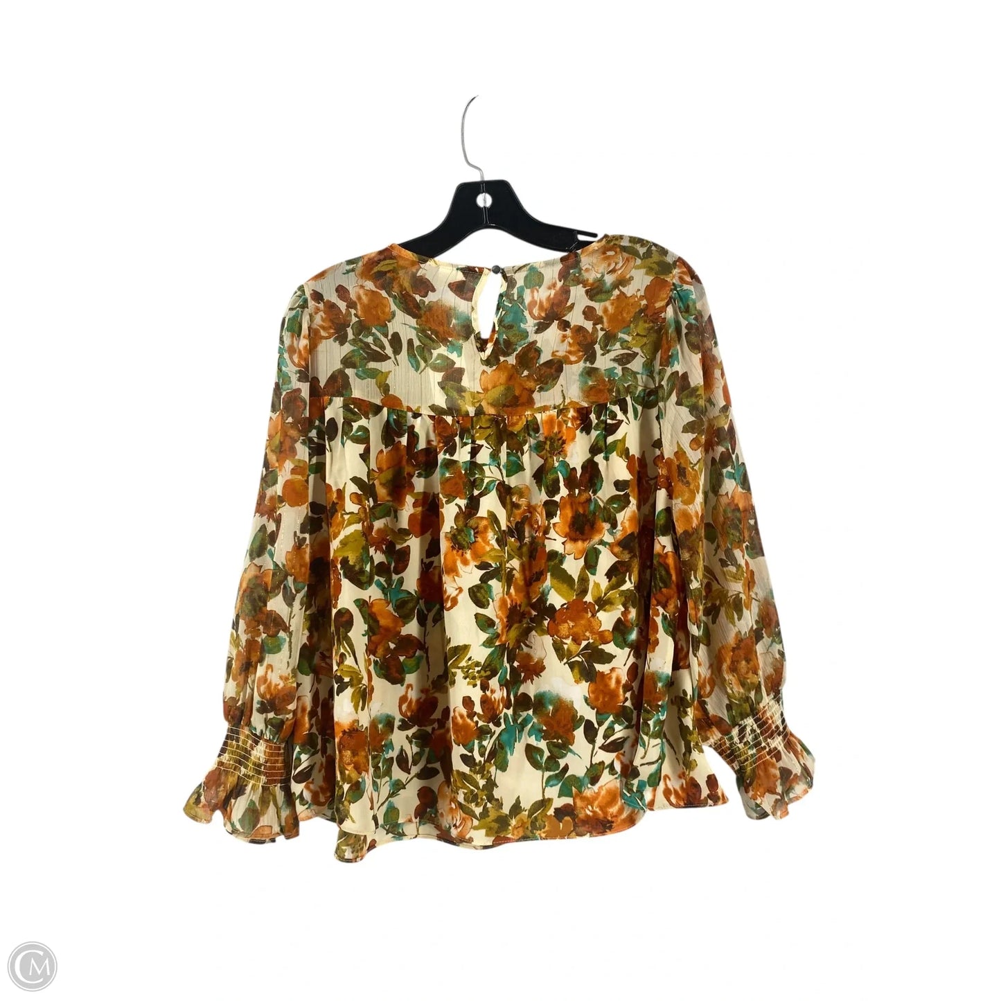 Top Long Sleeve By Cato In Brown & Cream, Size: S