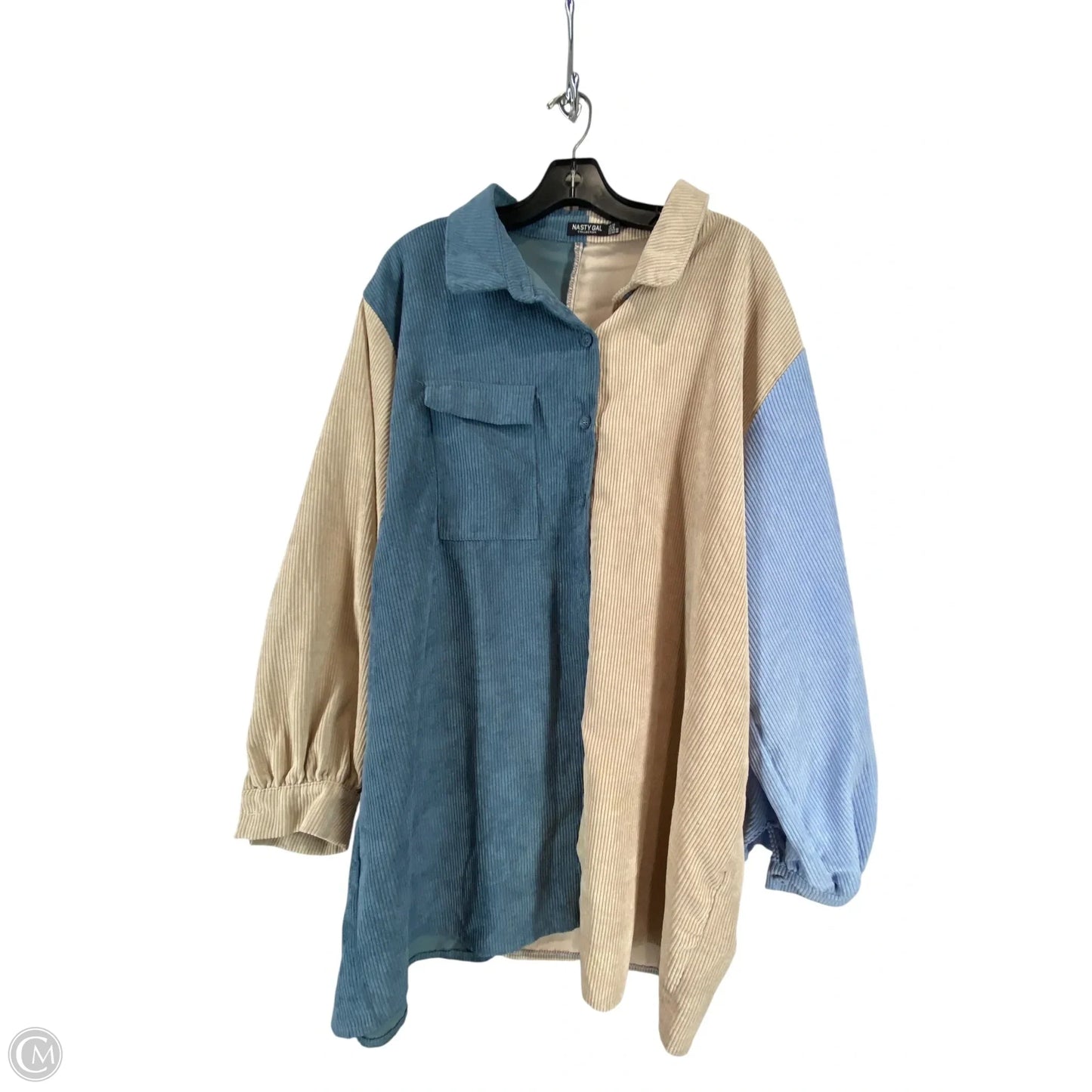 Jacket Shirt By Nasty Gal In Blue & Pink, Size: 16