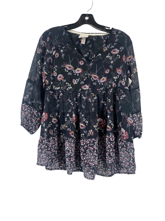 Top 3/4 Sleeve By Knox Rose In Floral Print, Size: Xs