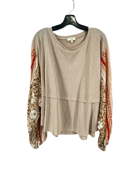 Top Long Sleeve By Easel In Tan, Size: 1x