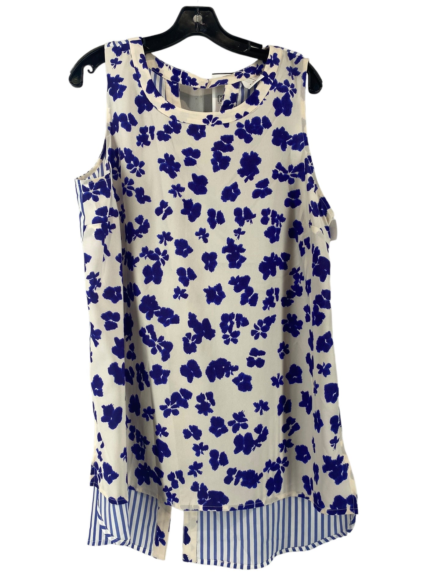 Top Sleeveless By Cabi In Blue & White, Size: Xl