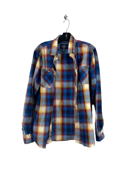 Top Long Sleeve By American Eagle In Plaid Pattern, Size: S