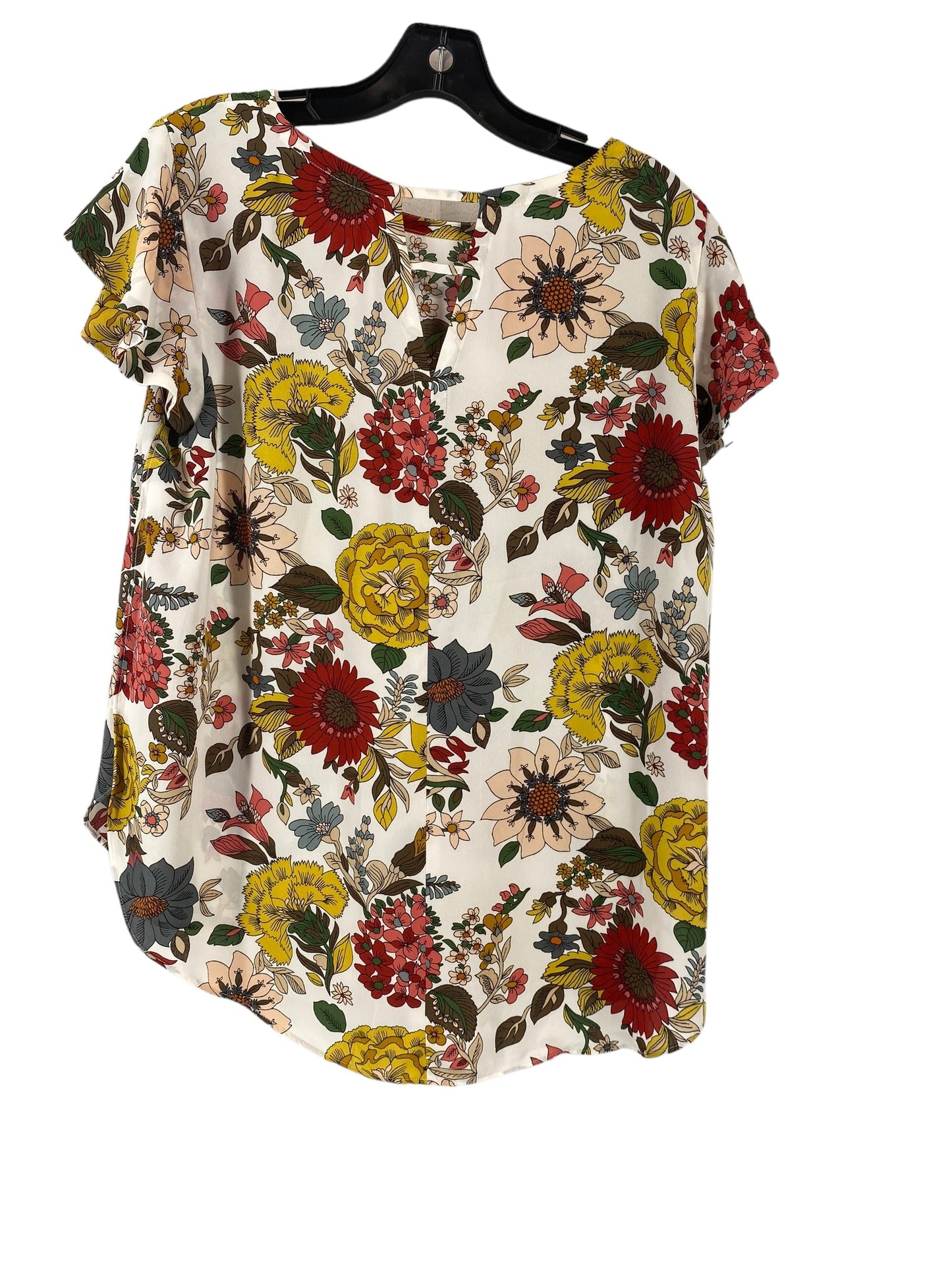 Floral Print Top Short Sleeve Loft, Size M