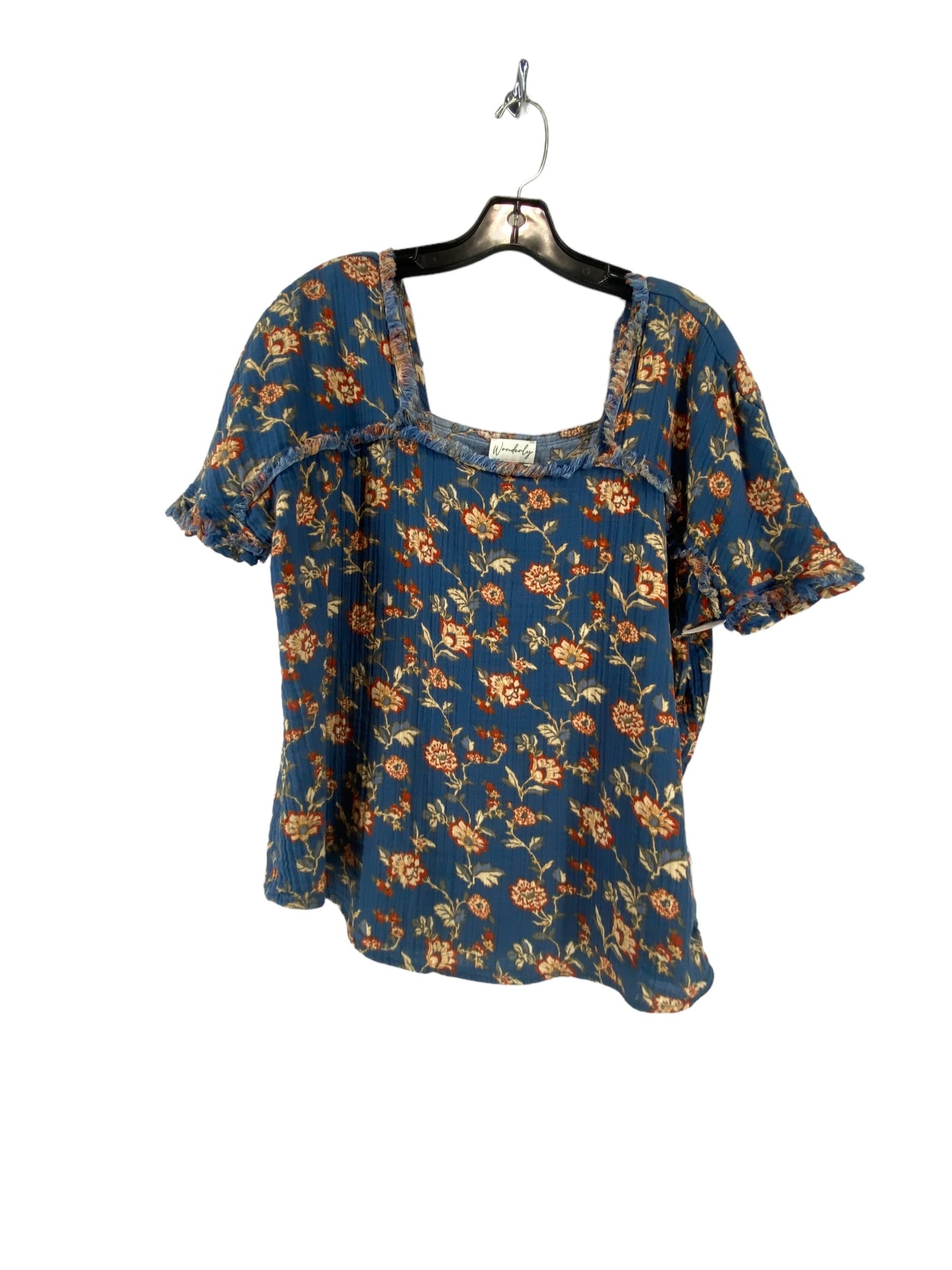 Blue Top Short Sleeve Wonderly, Size M