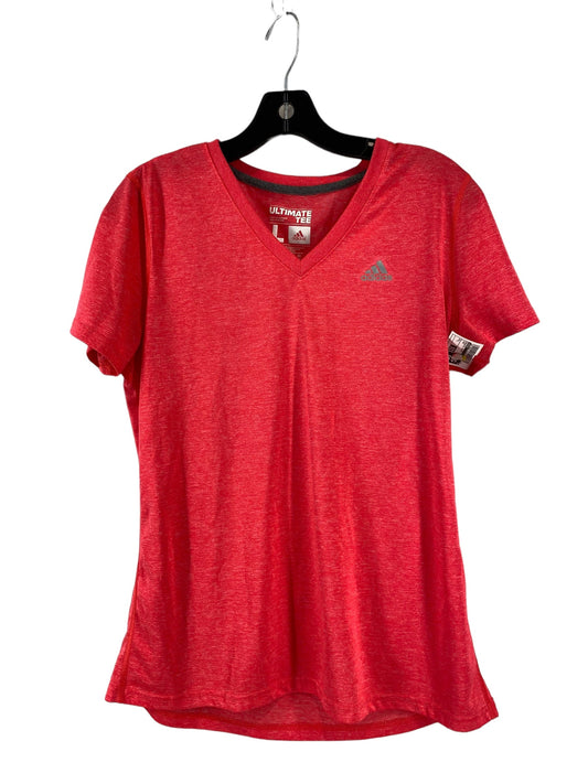 Pink Athletic Top Short Sleeve Adidas, Size L