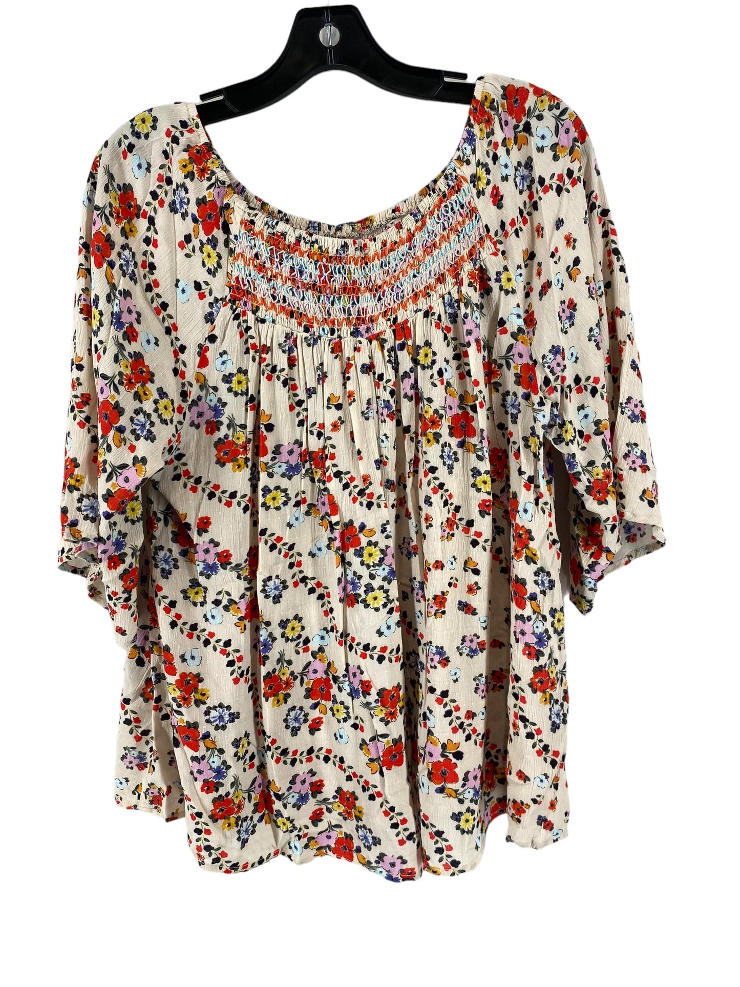 Floral Print Top 3/4 Sleeve Democracy, Size M