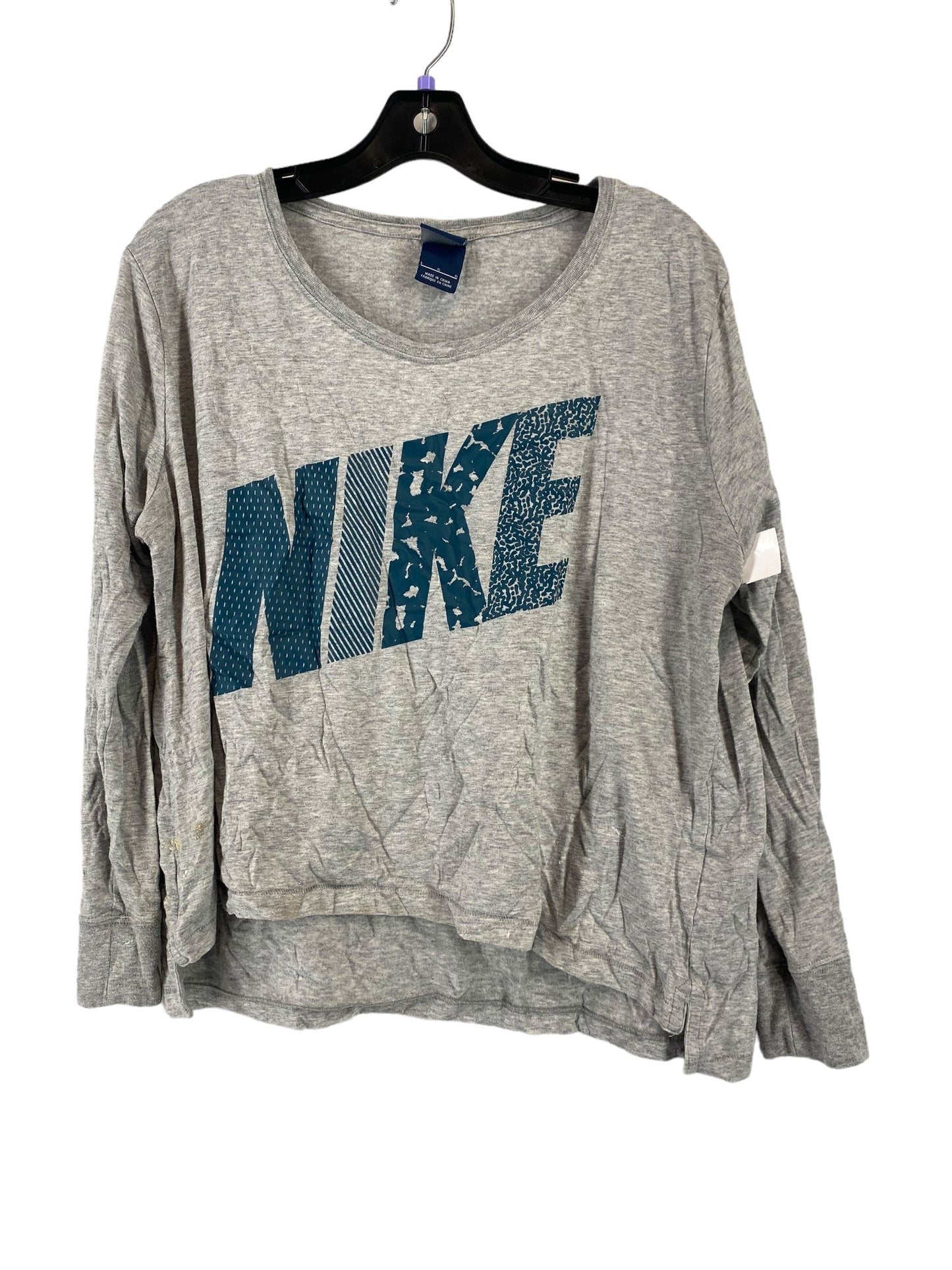 Grey Athletic Top Long Sleeve Crewneck Nike, Size L