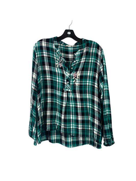 Top Long Sleeve By Cato In Plaid Pattern, Size: Xl