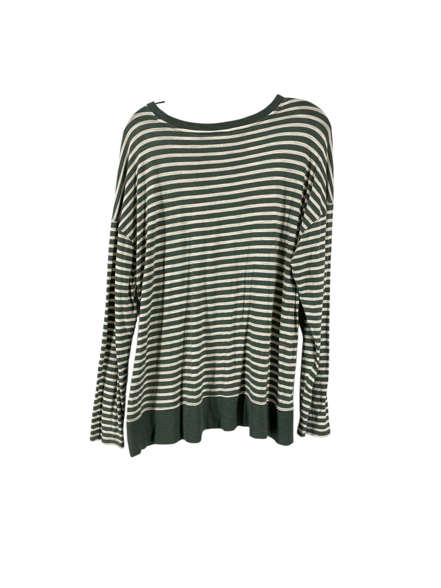 Top Long Sleeve By Lou And Grey In Green & White, Size: L