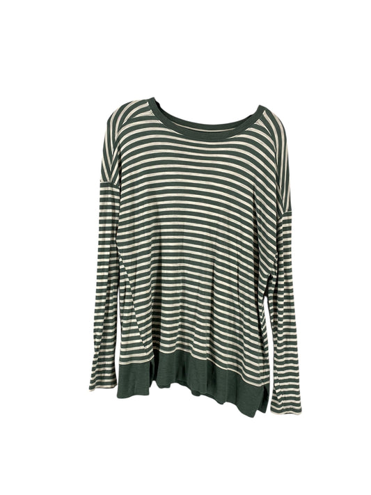 Top Long Sleeve By Lou And Grey In Green & White, Size: L