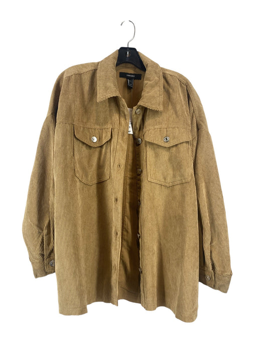 Jacket Shirt By Forever 21 In Brown, Size: S