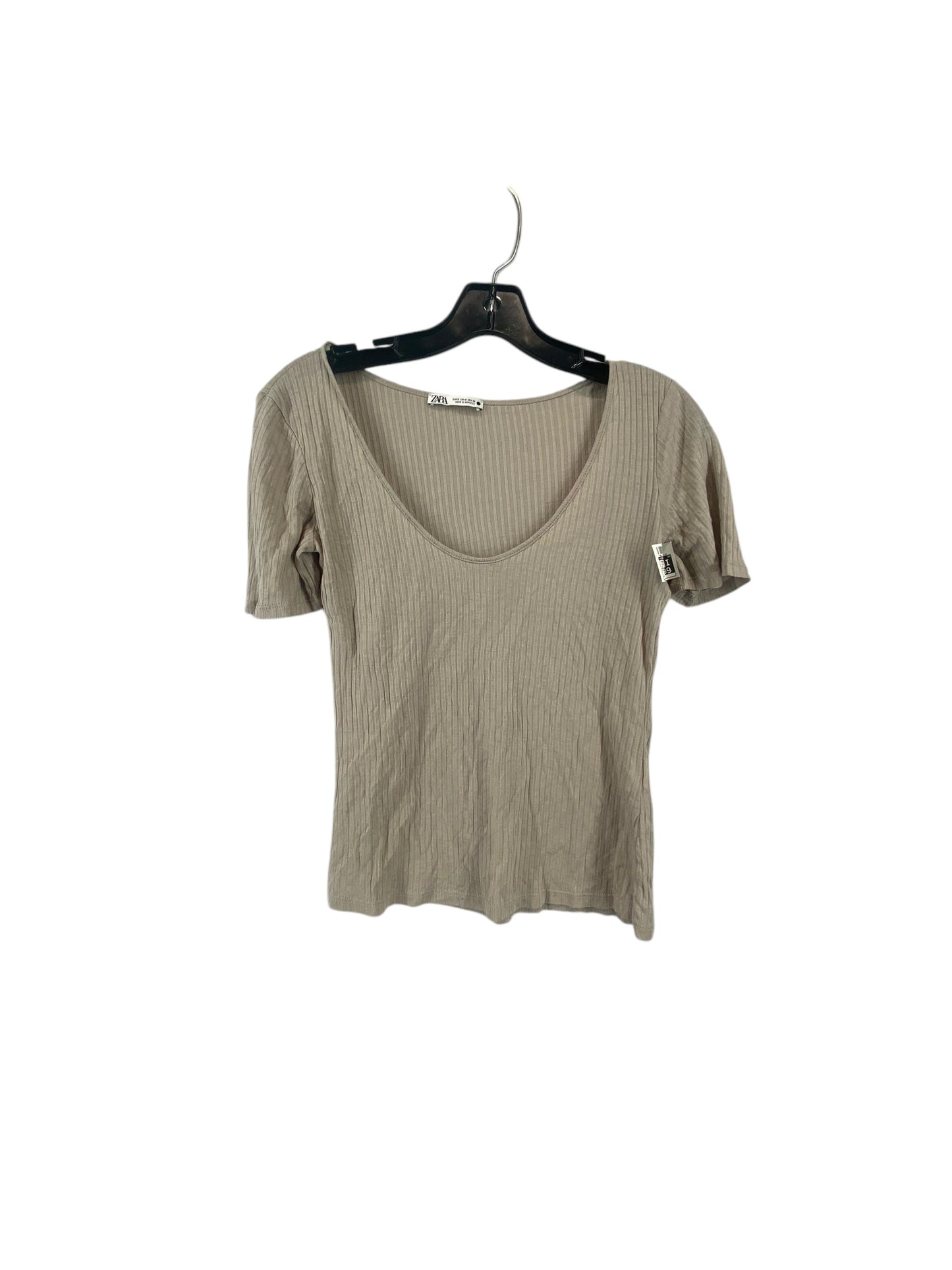 Top Short Sleeve By Zara In Tan, Size: S