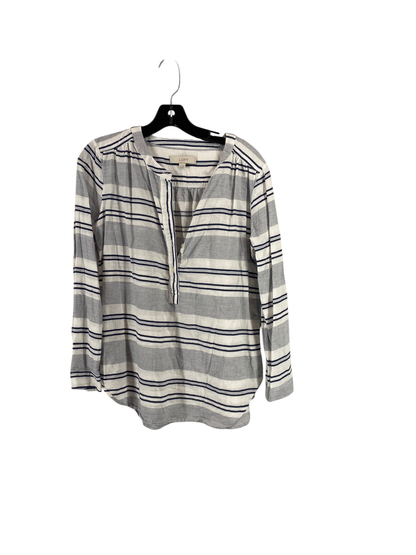 Top Long Sleeve By Loft In Blue & White, Size: S