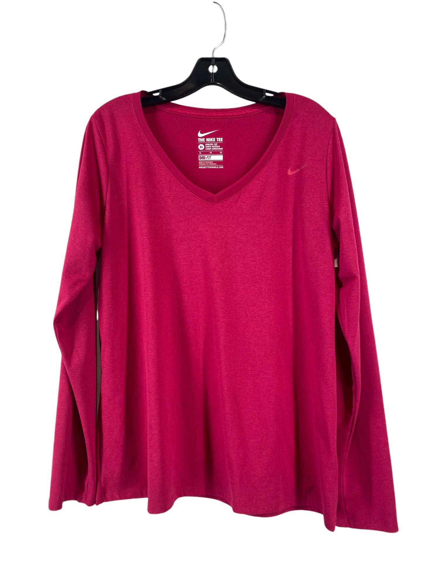 Athletic Top Long Sleeve Crewneck By Nike In Pink, Size: Xl