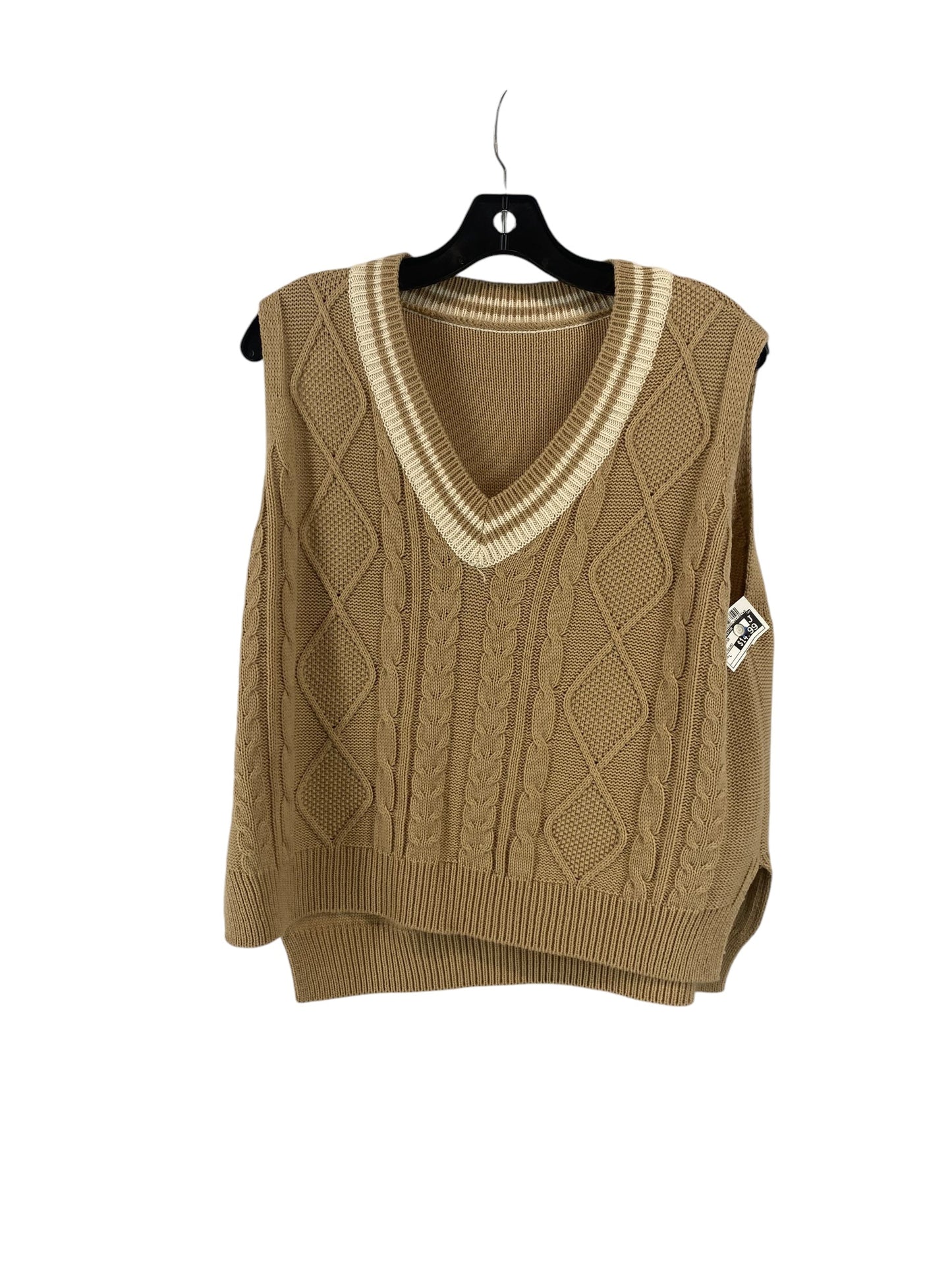 Vest Sweater By Clothes Mentor In Tan, Size: L