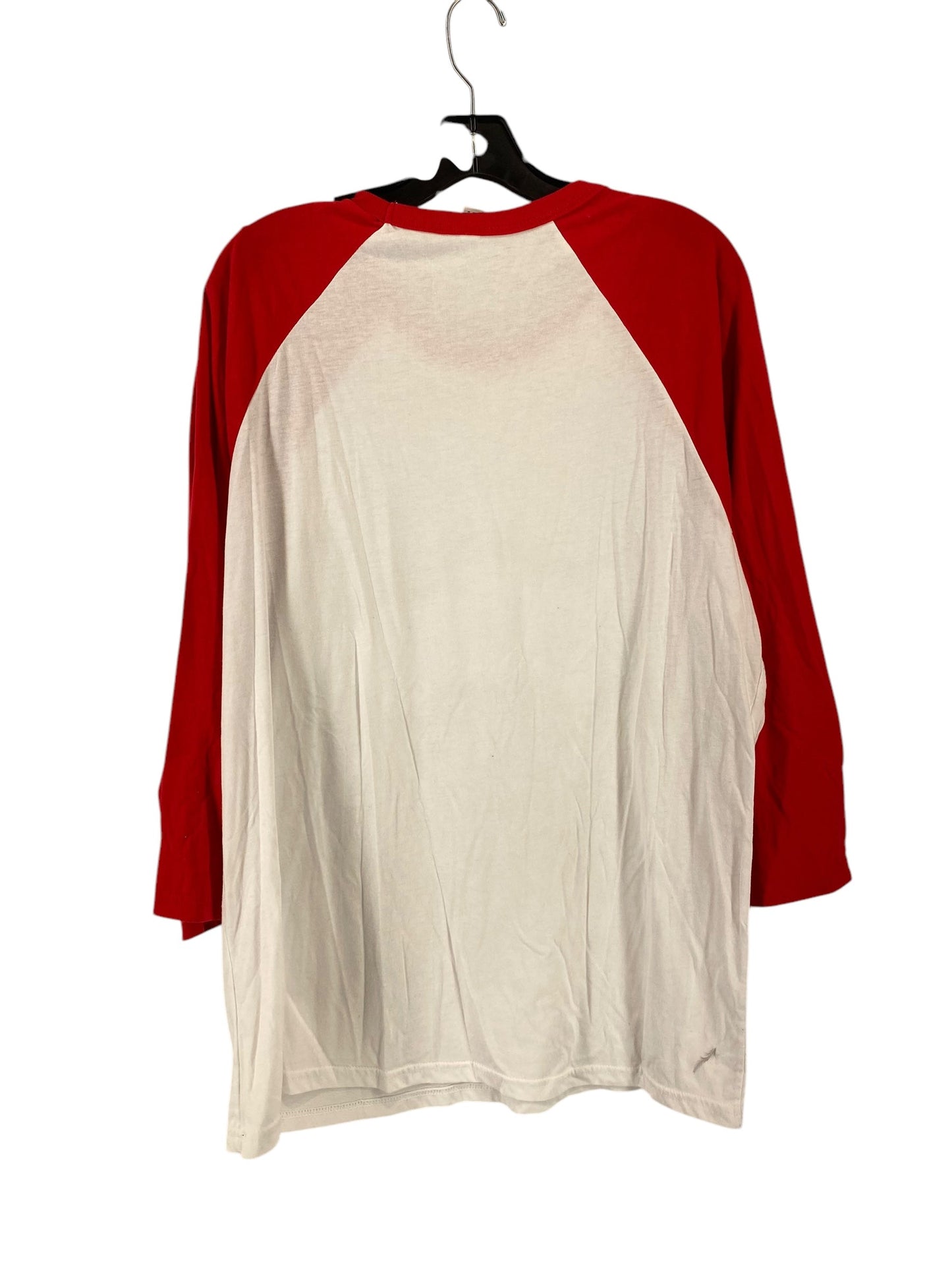 Top Long Sleeve By Bella + Canvas In Red & White, Size: Xl