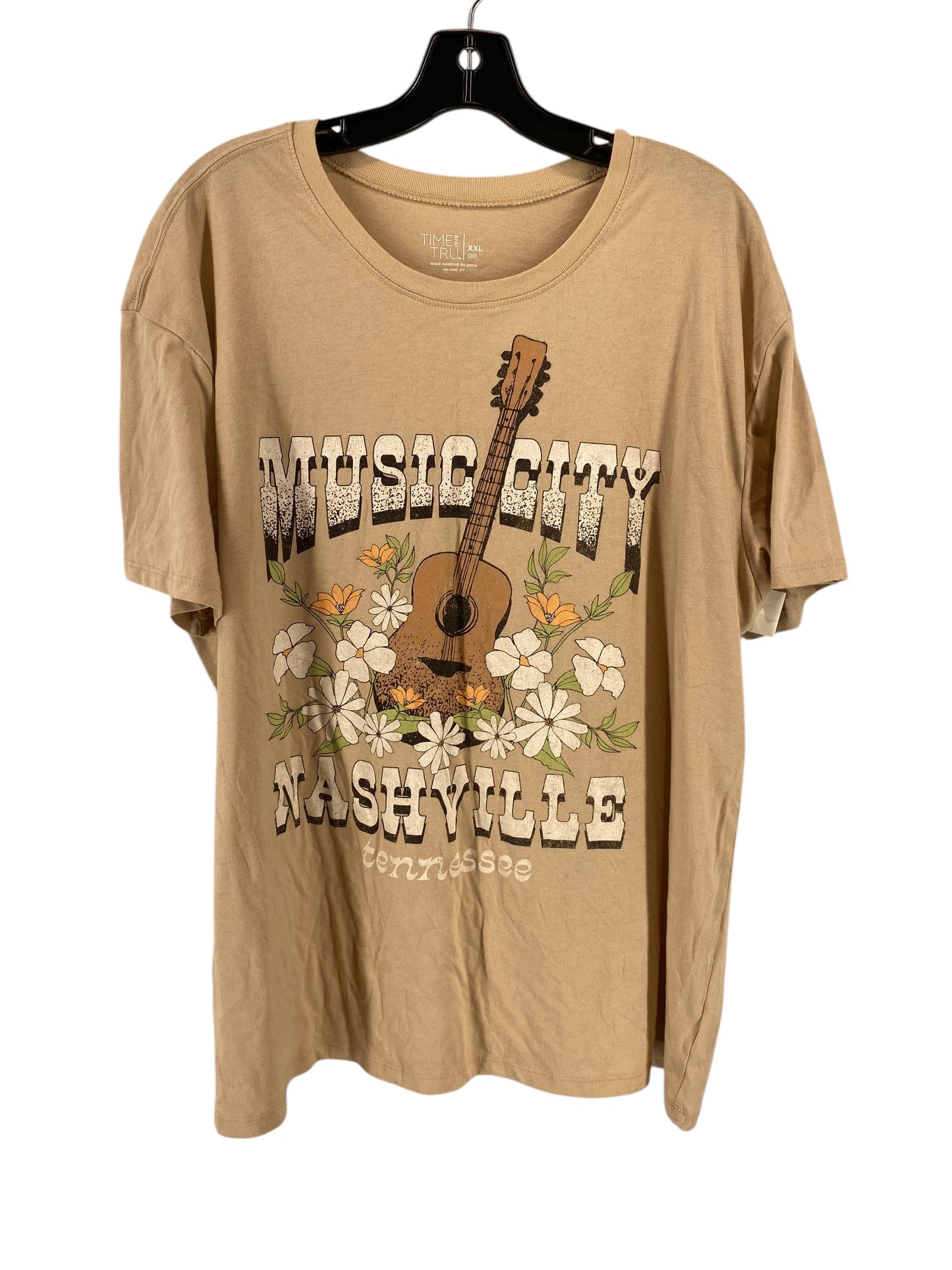 Top Short Sleeve By Time And Tru In Tan, Size: 2x