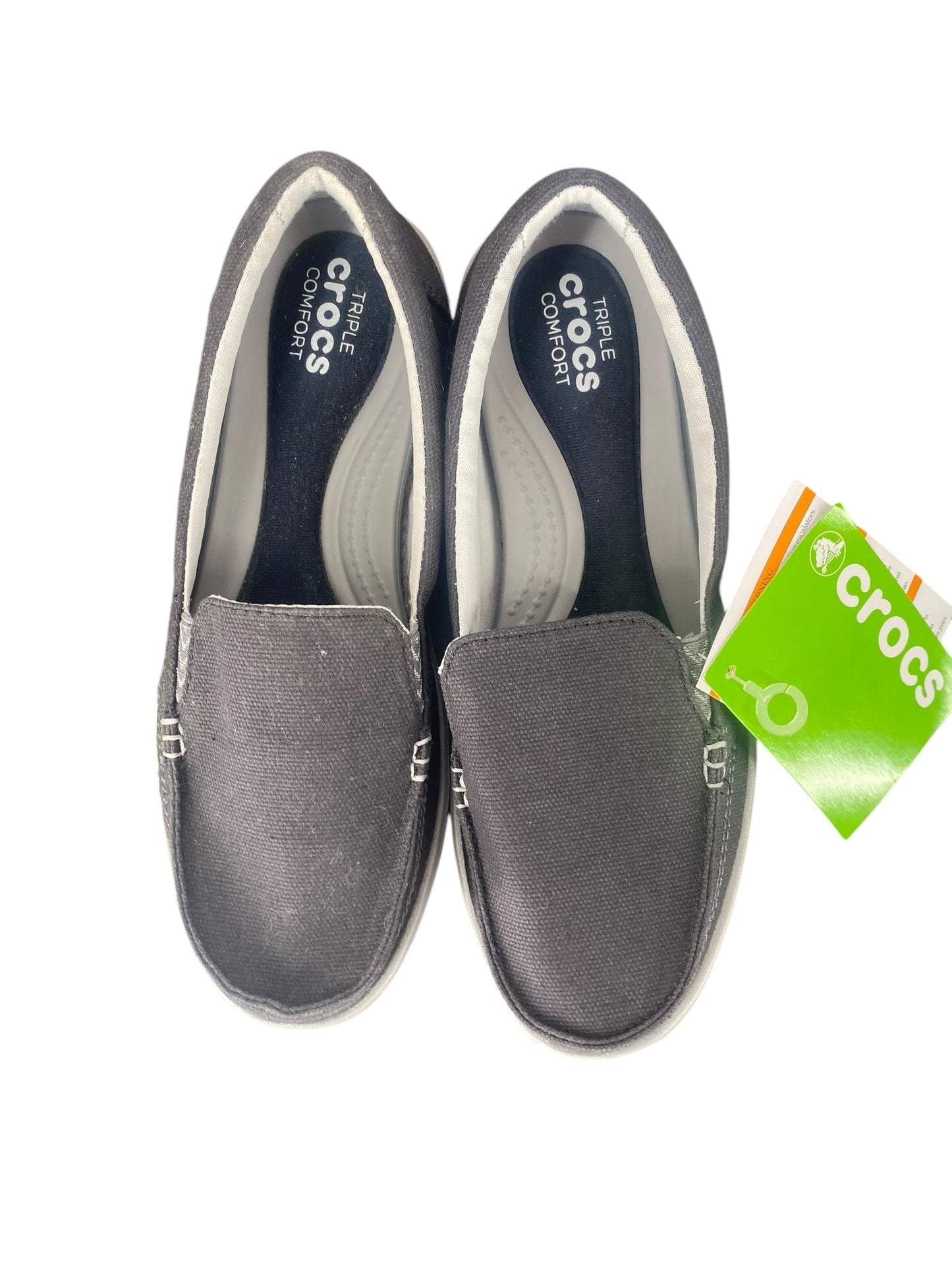 Shoes Flats By Crocs In Black, Size: 7