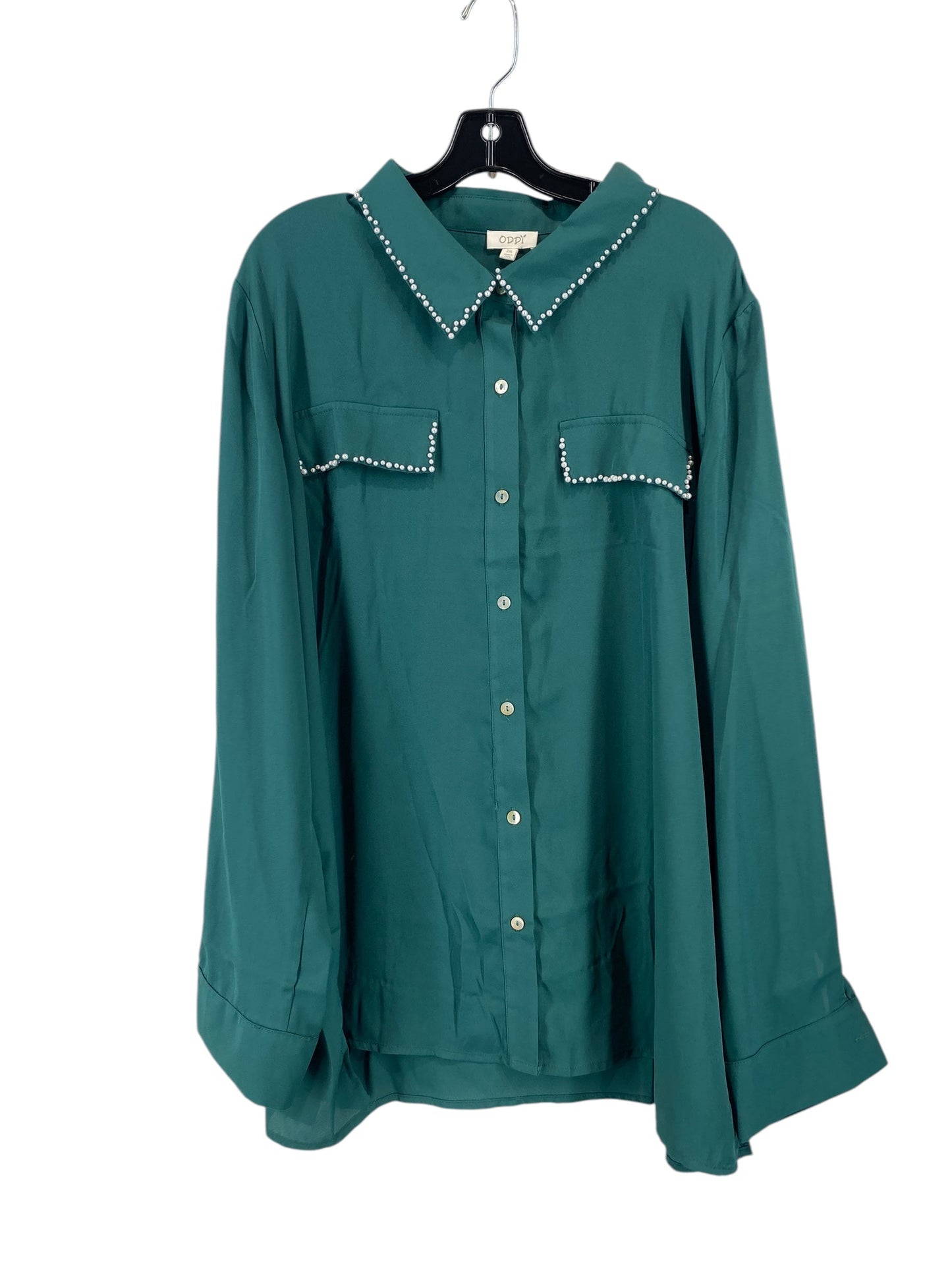 Top Long Sleeve By Oddi In Green, Size: 2x