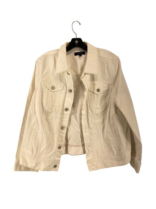 Jacket Denim By Talbots In White, Size: 1x