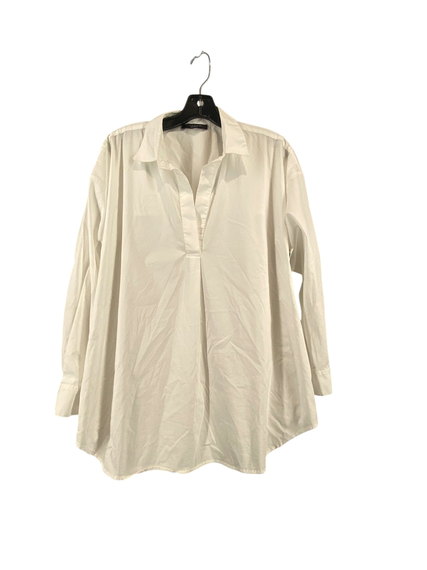 Top Long Sleeve By Tahari By Arthur Levine In White, Size: 1x