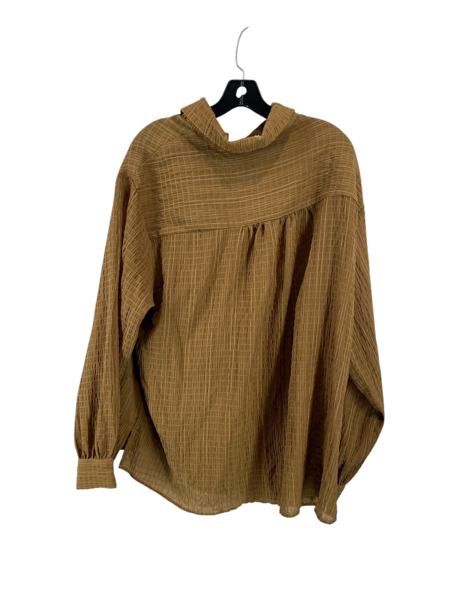 Top Long Sleeve By Andree By Unit In Brown, Size: 1x