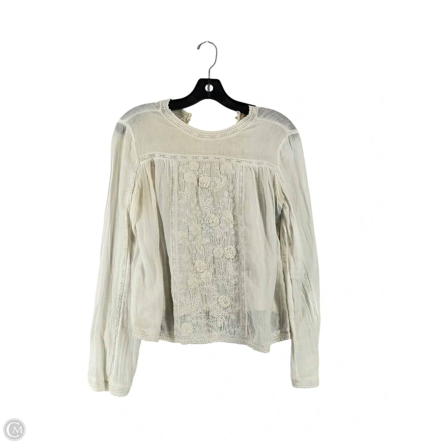Top Long Sleeve By Zara In Cream, Size: M