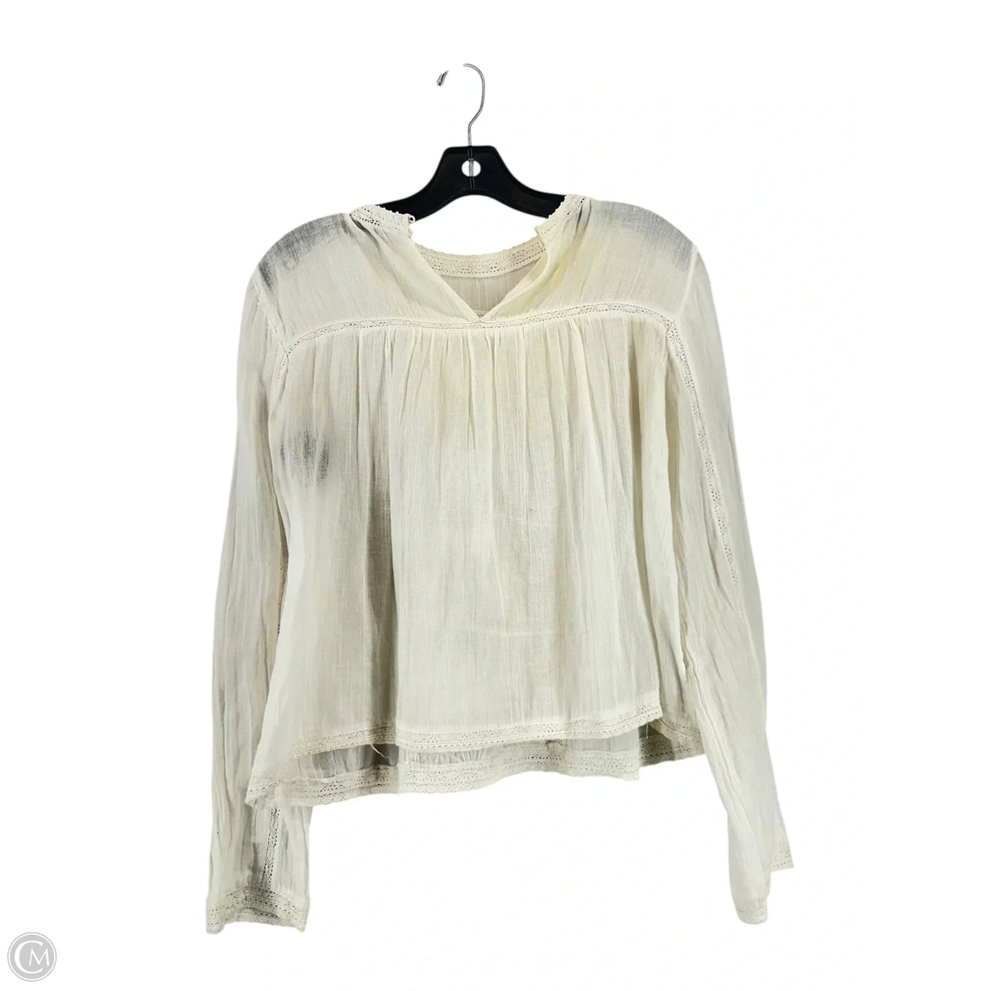 Top Long Sleeve By Zara In Cream, Size: M