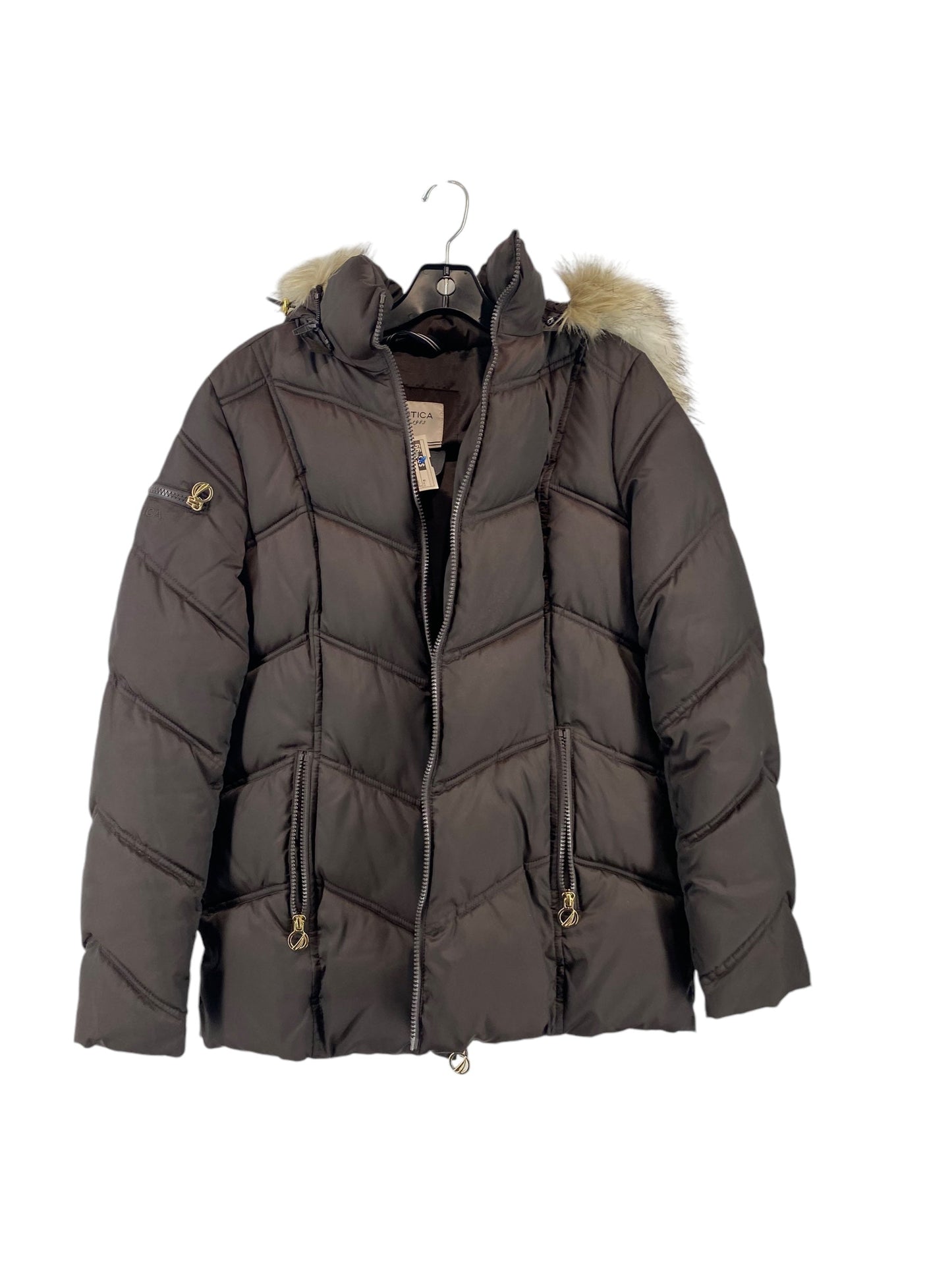 Coat Puffer & Quilted By Nautica In Brown, Size: M