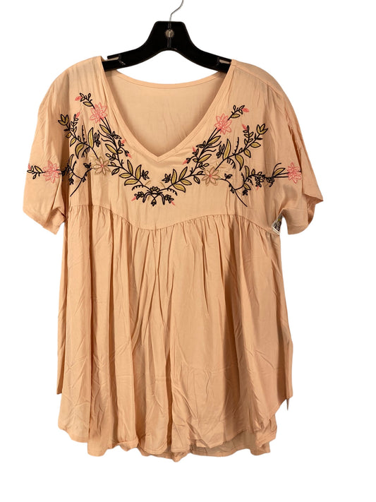 Peach Blouse Short Sleeve Shein, Size L