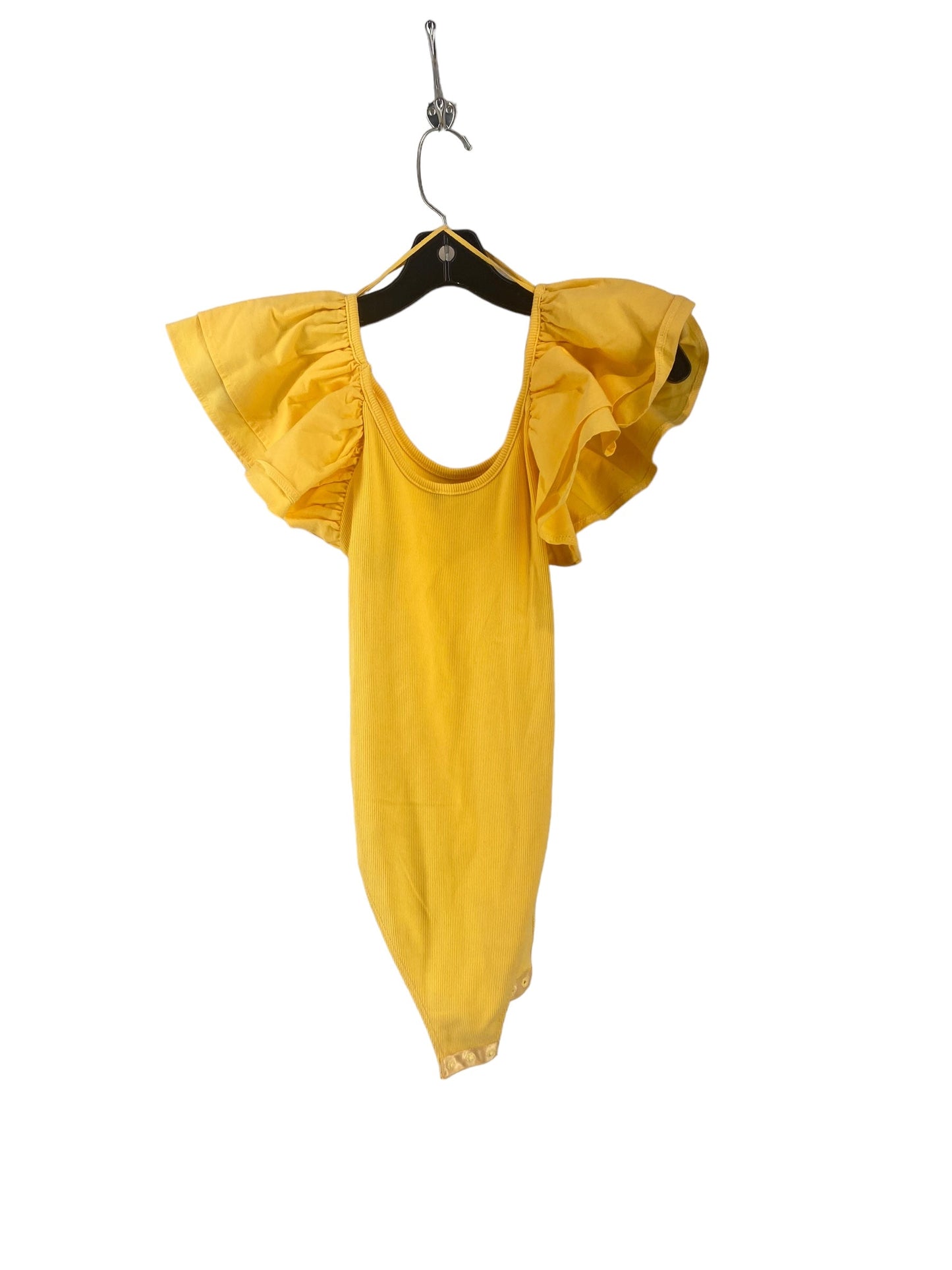 Top Short Sleeve By Zara In Yellow, Size: M