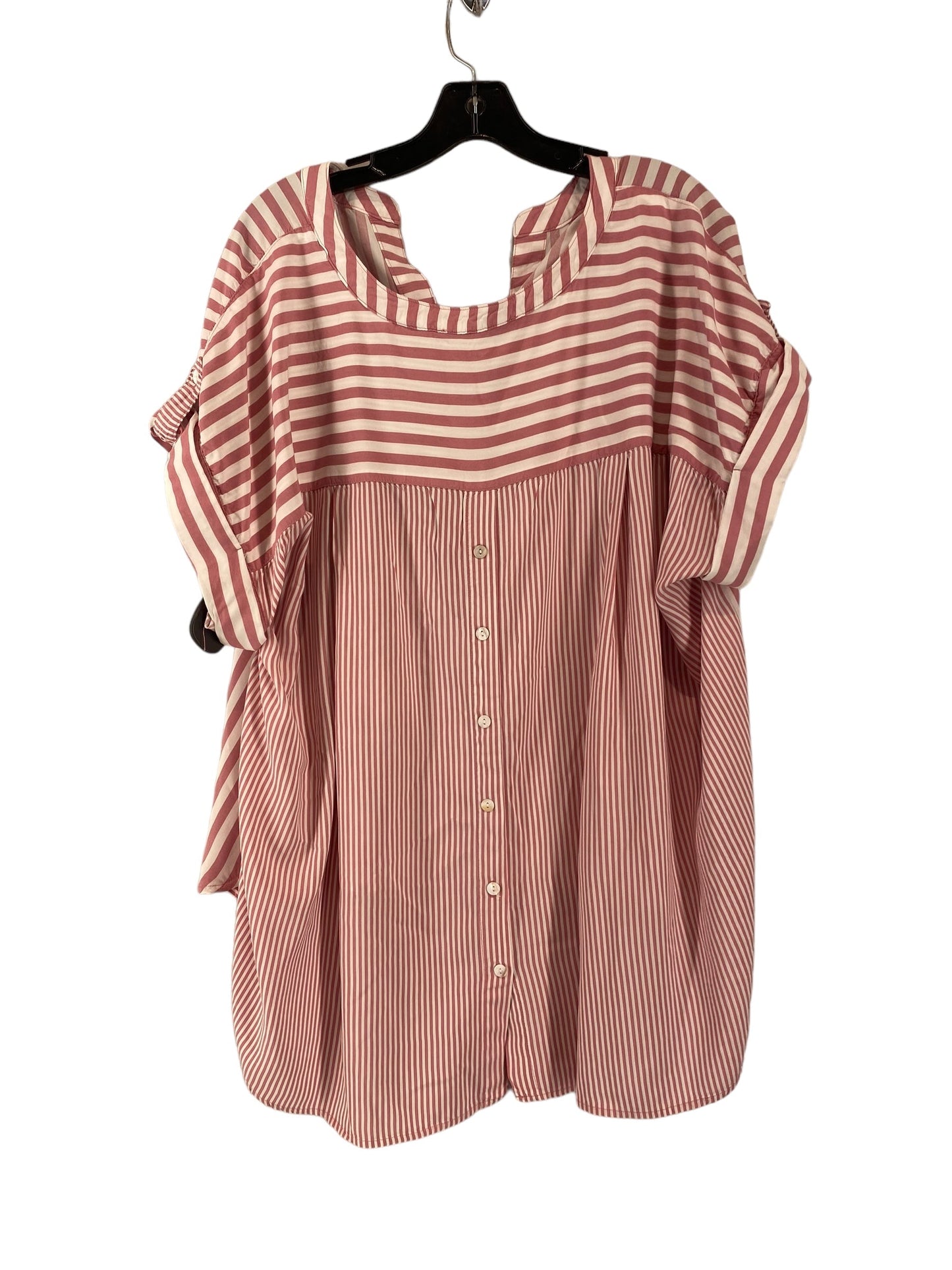 Striped Pattern Blouse Short Sleeve Jane And Delancey, Size Xxl