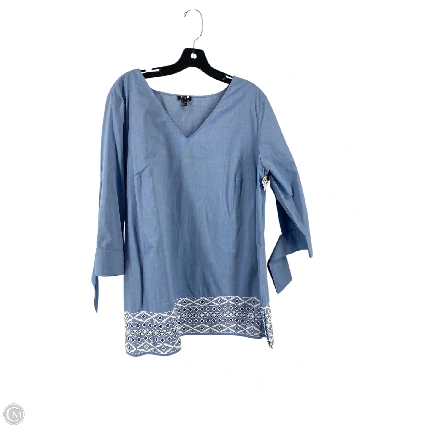 Tunic 3/4 Sleeve By Talbots In Blue & White, Size: 1x
